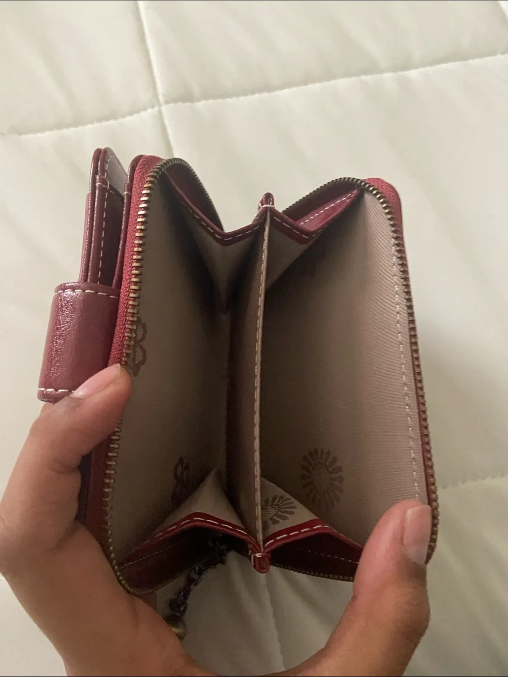 Red Leather Snap-Closure Women's Wallet